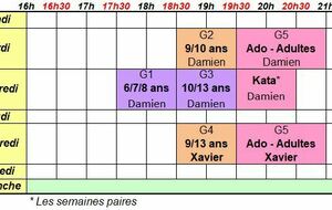 Grille horaire - Saison 2026/2027