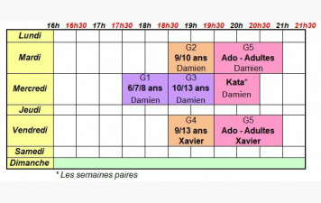 Grille horaire - Saison 2026/2027